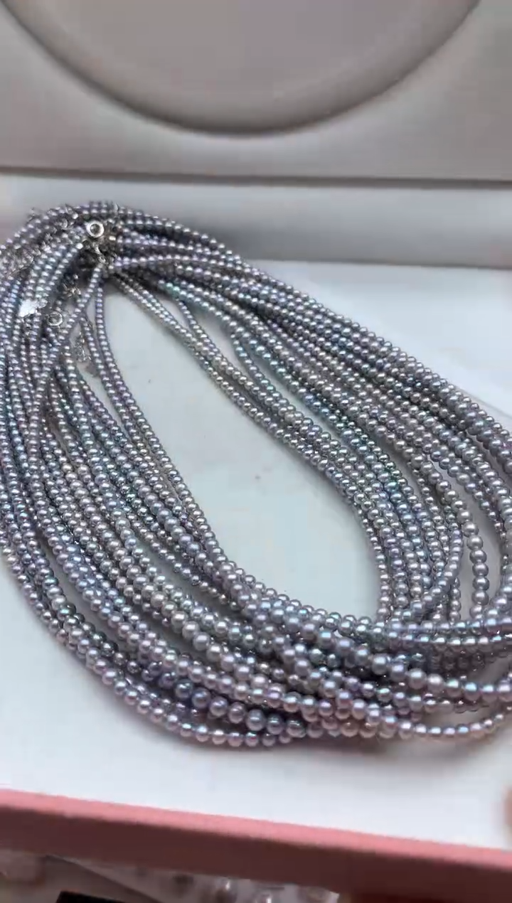 淡水珍珠银S925镶嵌颈饰多样性发其一3mm