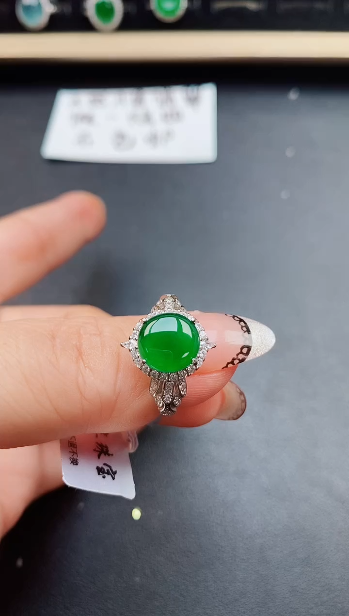 翡翠戒指银S925镶嵌132312