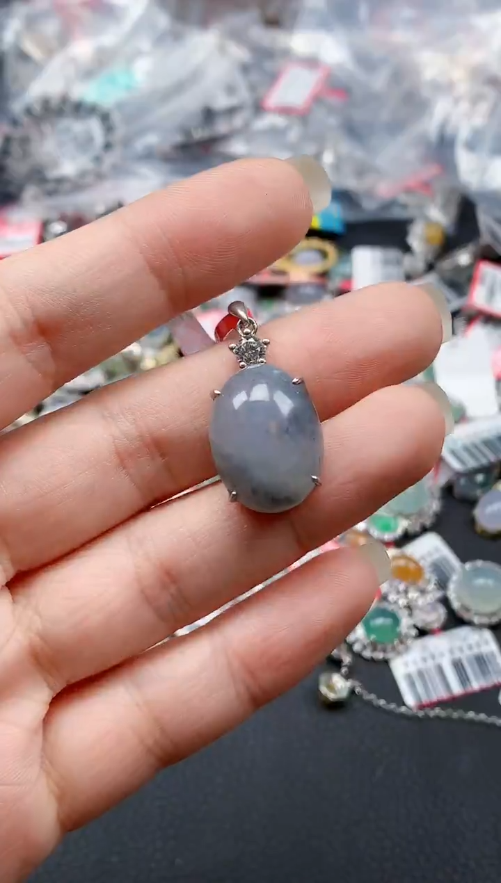 银S925镶嵌戒指翡翠天然A货缅甸翡翠