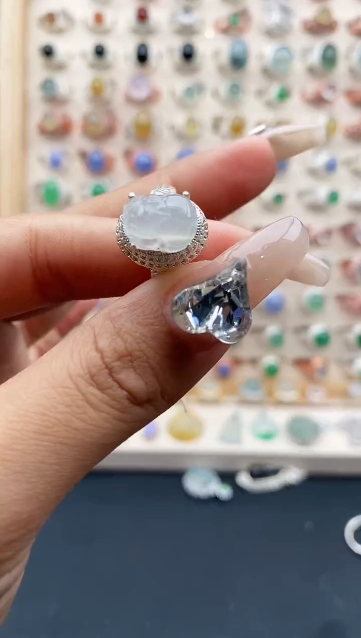 【闪购商品】翡翠戒指未镶嵌缅甸天然A货翡翠444  5+7