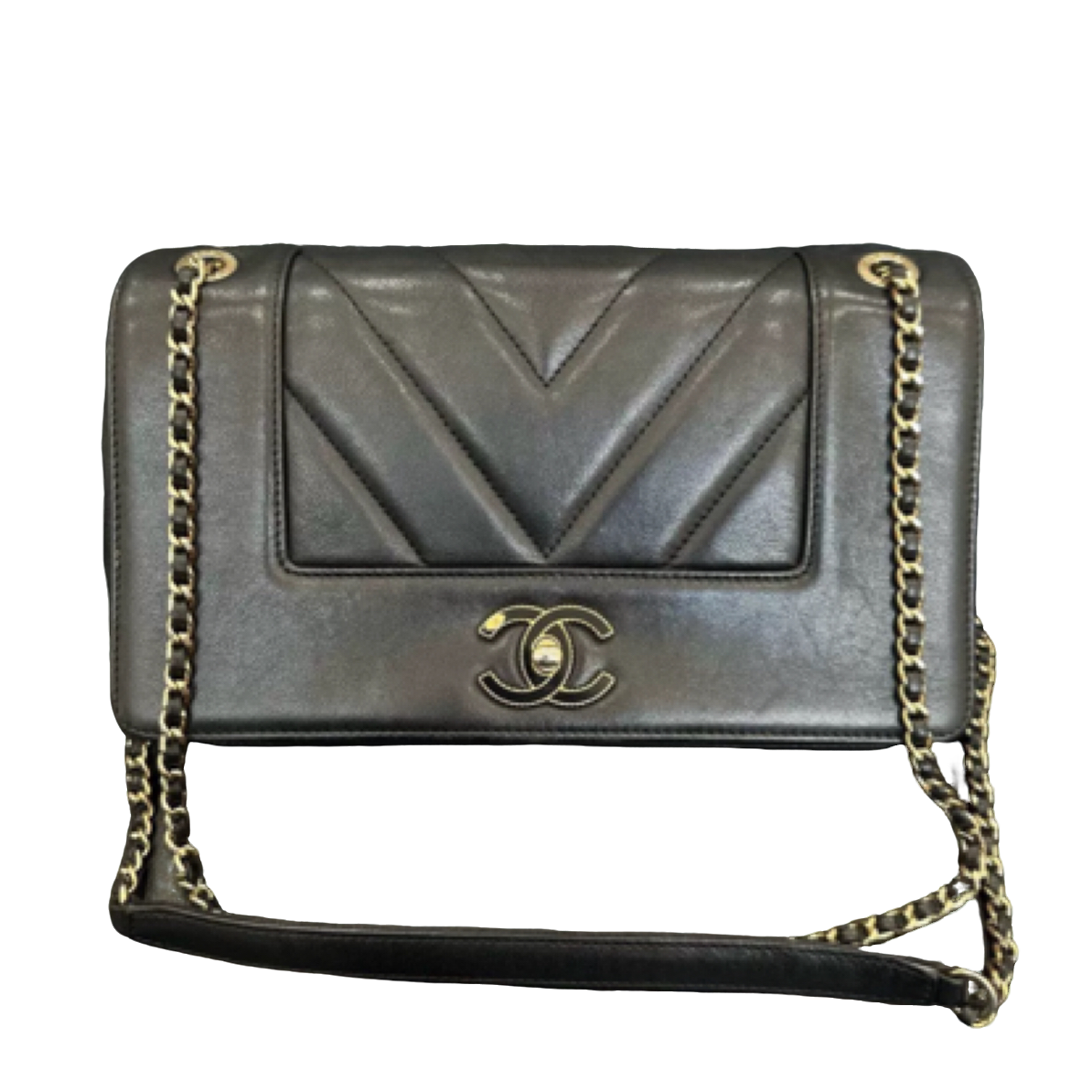 95新 Chanel/香奈儿 CF限量款珐琅扣翻盖链条包24开无卡