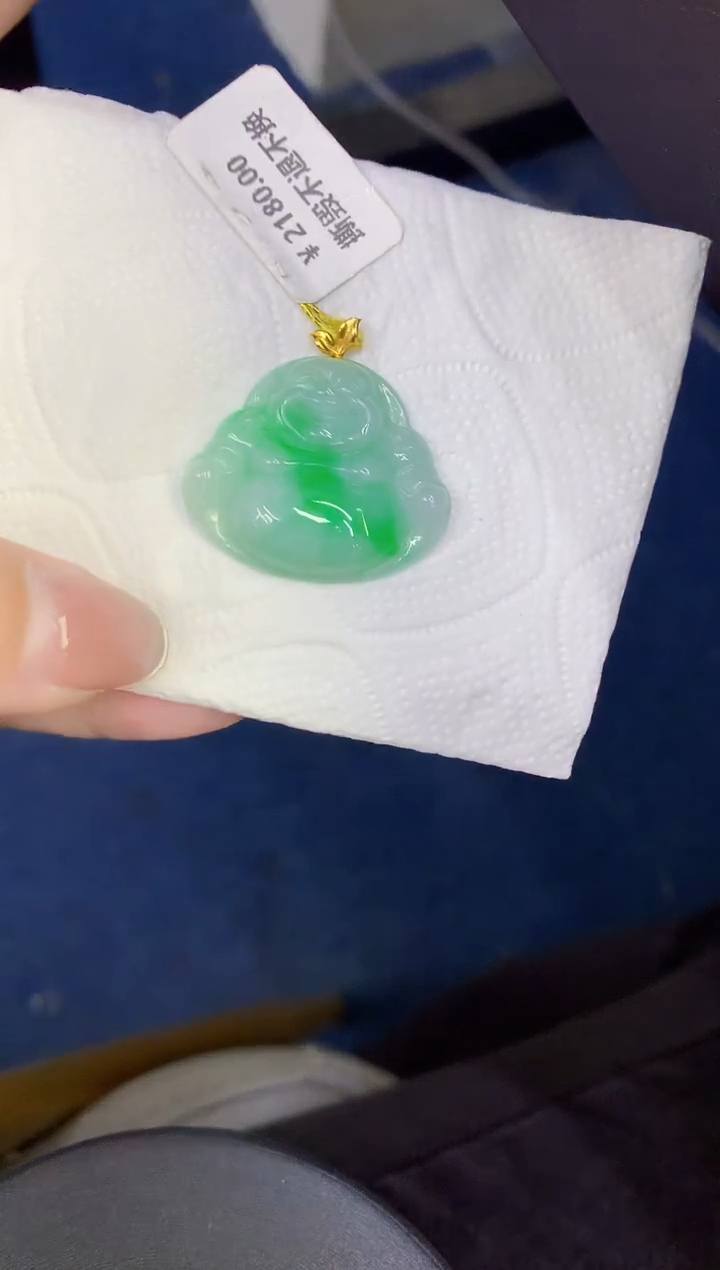 颈饰18K金镶嵌翡翠缅甸天然翡翠a货