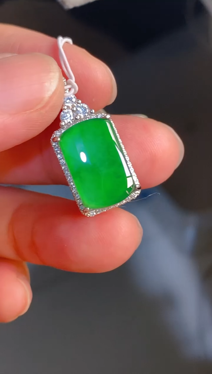 【闪购商品】翡翠耳饰银S925镶嵌天然A货翡翠1