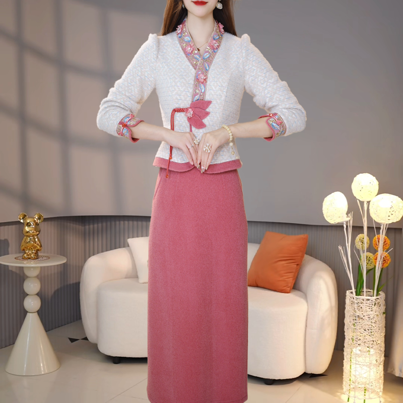 【定制套装】C931上衣配半身裙优雅气质时尚减龄休闲显瘦收腰早秋