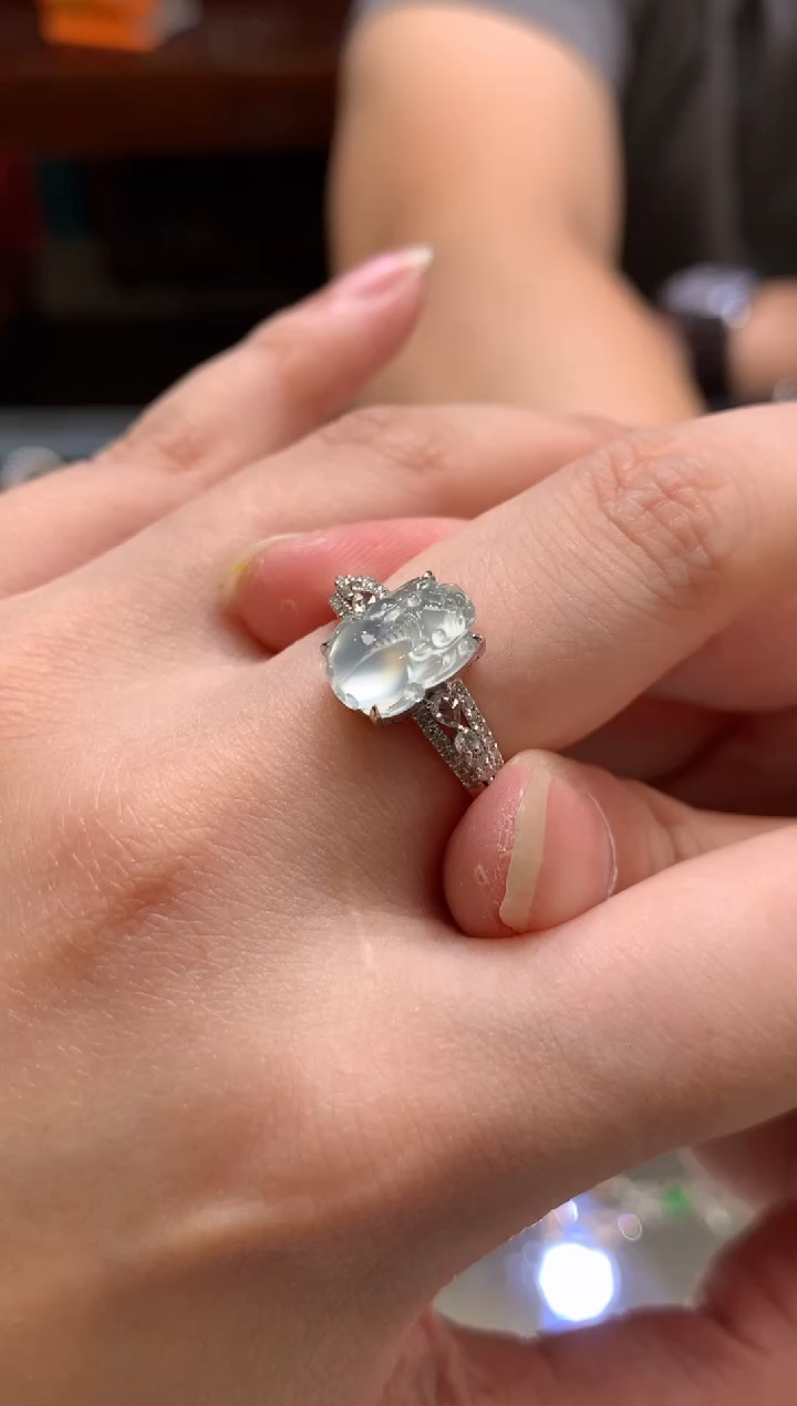 翡翠戒指18K金镶嵌A144|6980