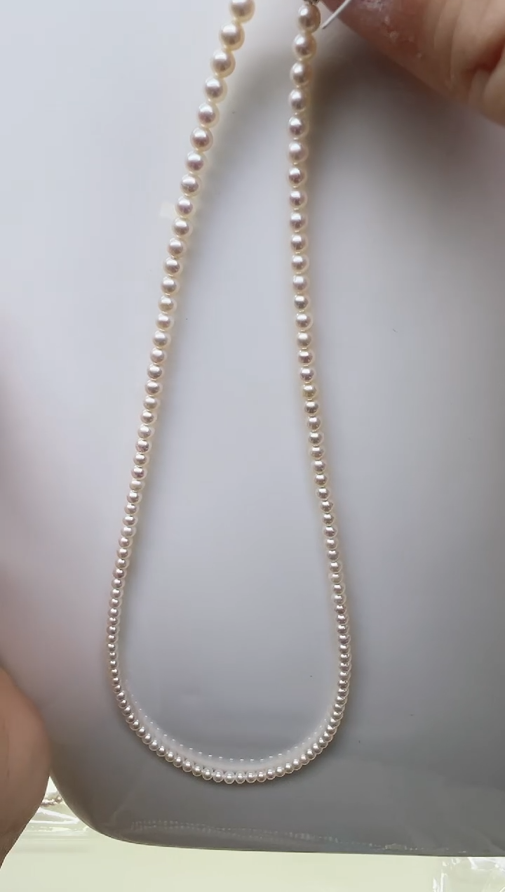 项链未镶嵌淡水珍珠极光白正圆3.0-3.5mm