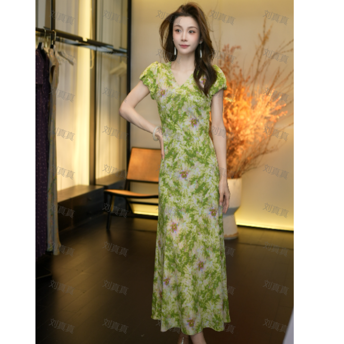 【刘真真春时未央】Z631 小野夏季法式夏季显气质休闲风连衣裙QC