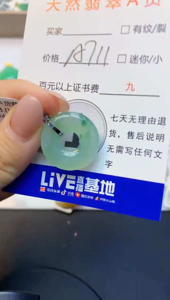 颈饰18K金镶嵌翡翠天然A货缅甸翡翠百元以上9元证书费自理