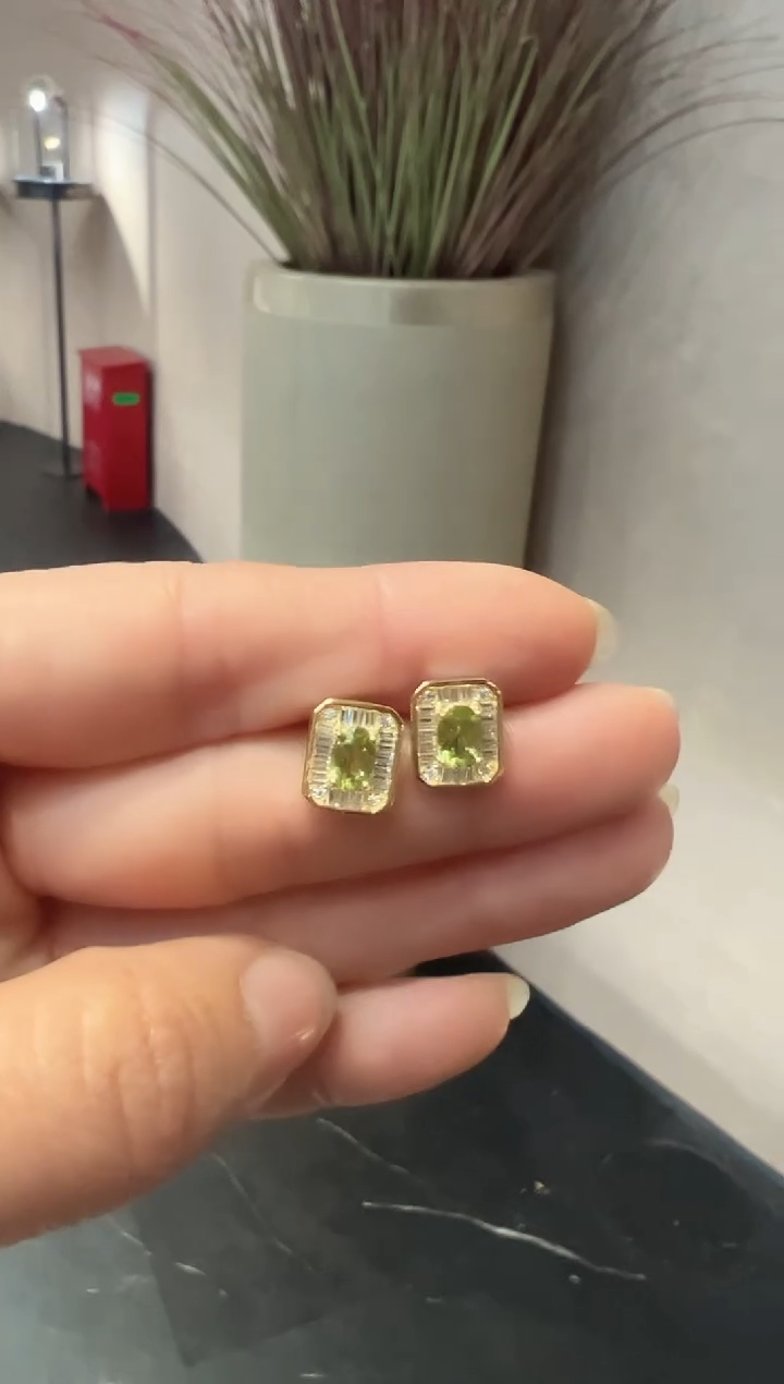 【闪购商品】橄榄石耳饰银S925镶嵌6【】