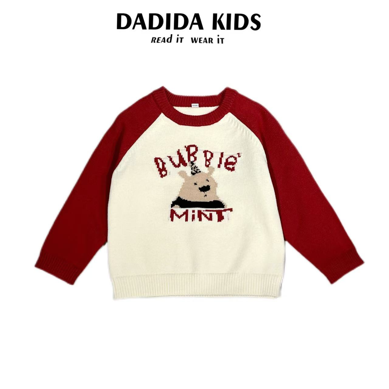 dadida/嗒嘀嗒秋冬季学院风小熊时尚休闲套头毛衣+504500245