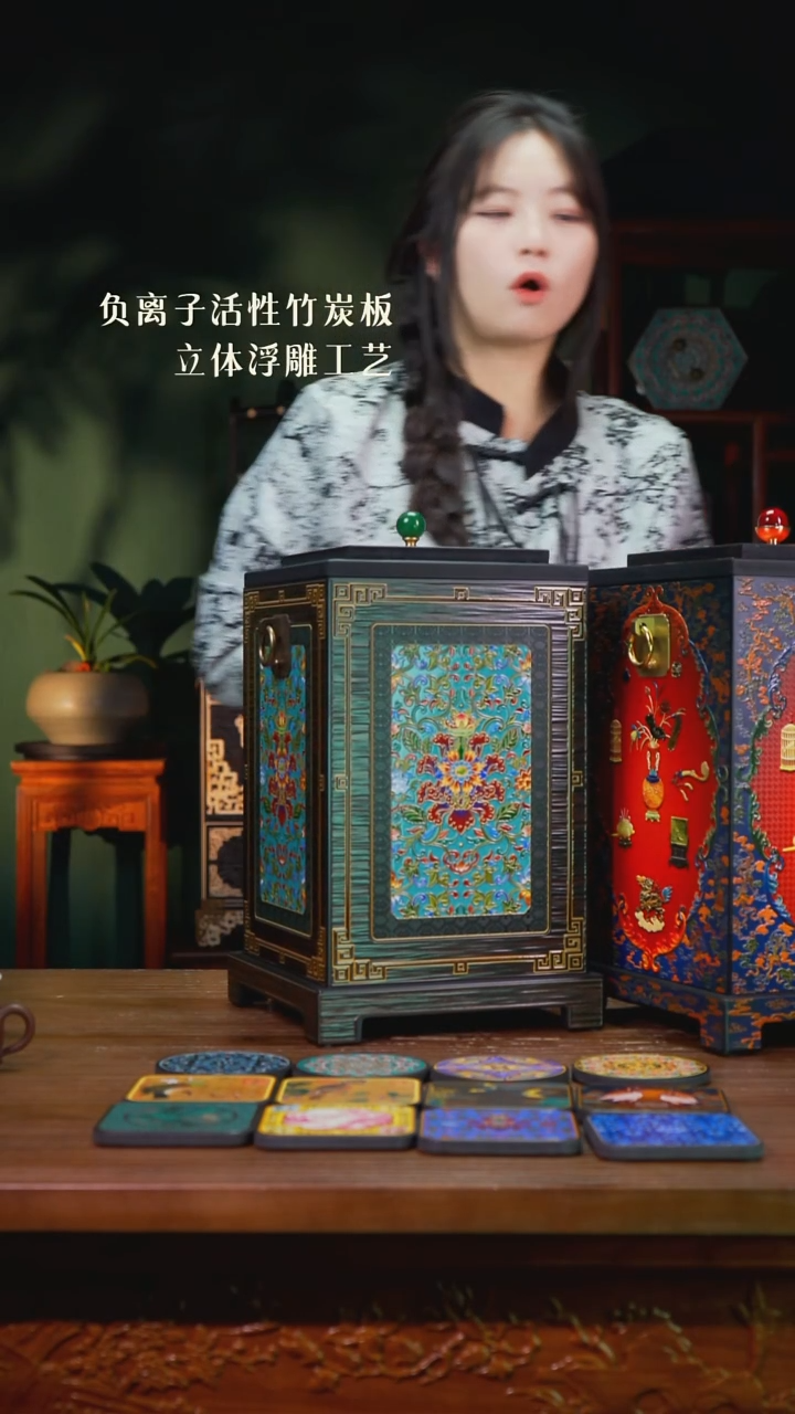 一**埃壹藏贰宝全釉繁花图案11饼茶饼罐差价