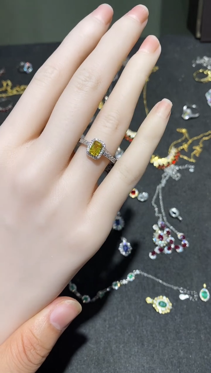 戒指蓝宝石银S925镶嵌戒指