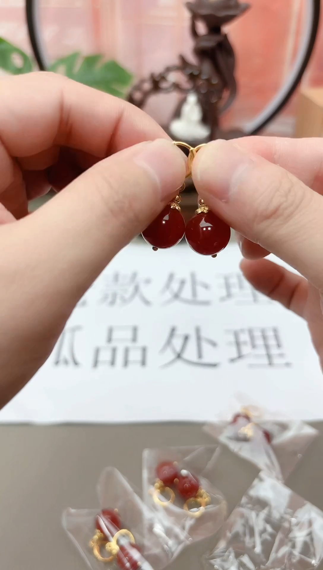 银S925镶嵌耳坠玛瑙/玉髓h302