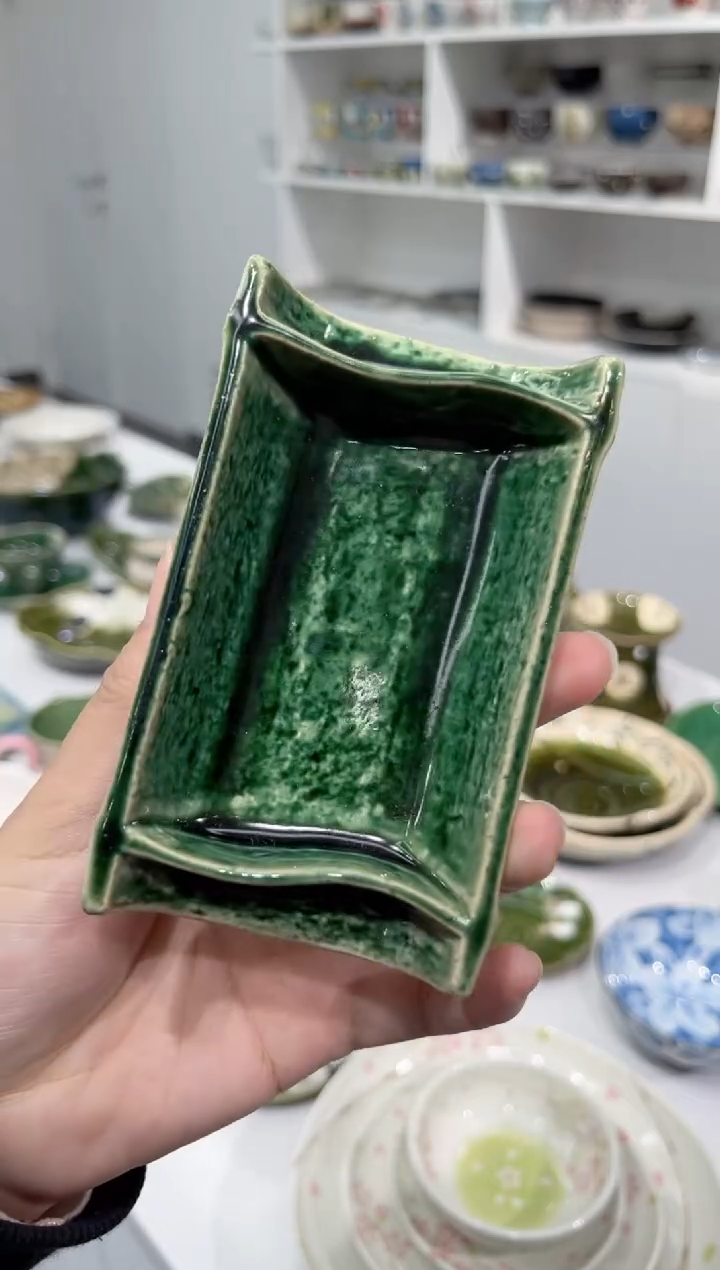 【闪购商品】瓷片织部竹节小盘