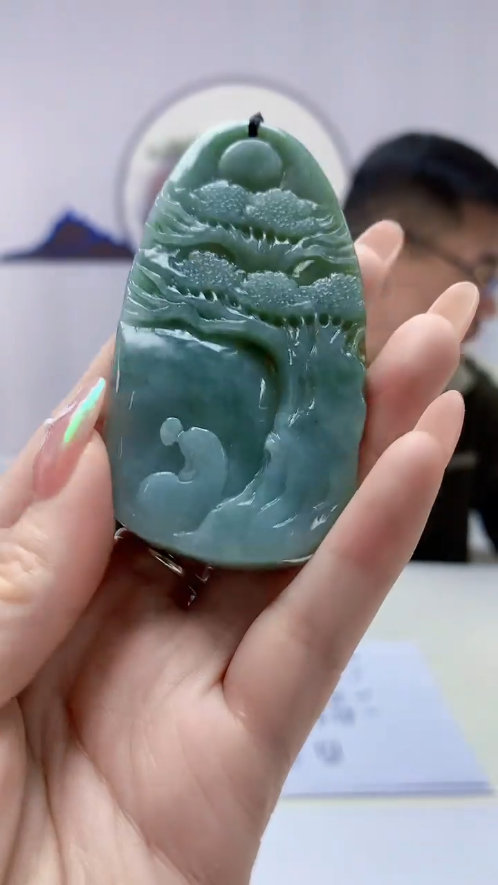 【闪购商品】定制翡翠未镶嵌5152DD-毛货挂件55