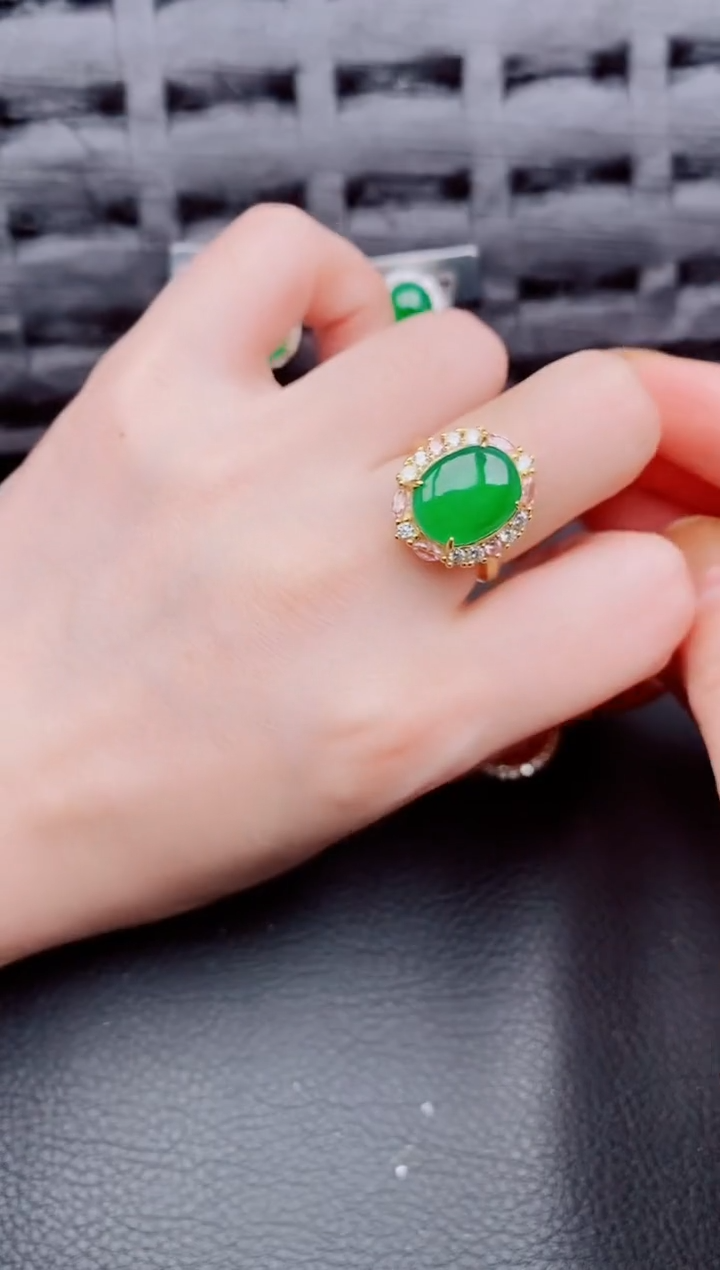 【闪购商品】翡翠戒指银S925镶嵌天然a货翡翠899