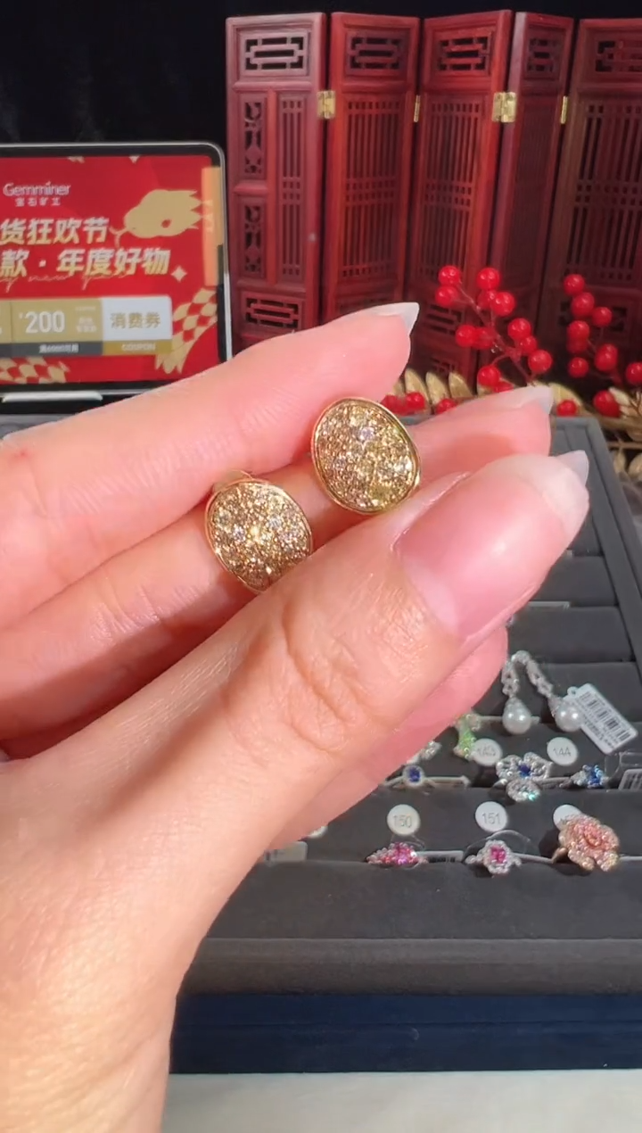 【闪购商品】钻石耳饰18K金镶嵌BE12777#-Y#117