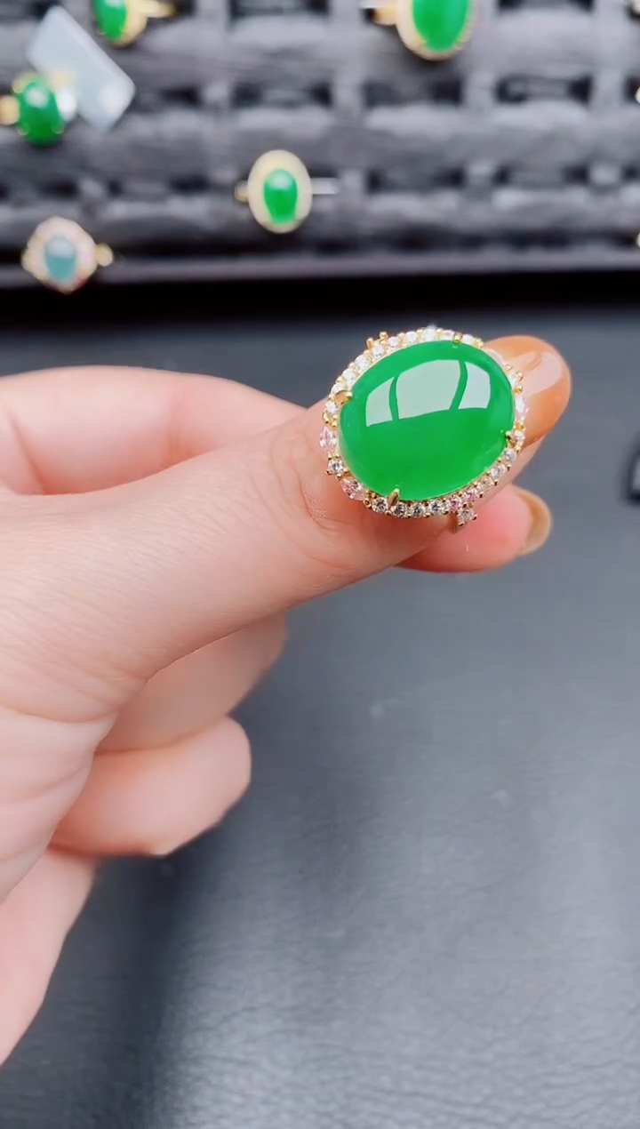 【闪购商品】翡翠戒指银S925镶嵌天然a货翡翠436