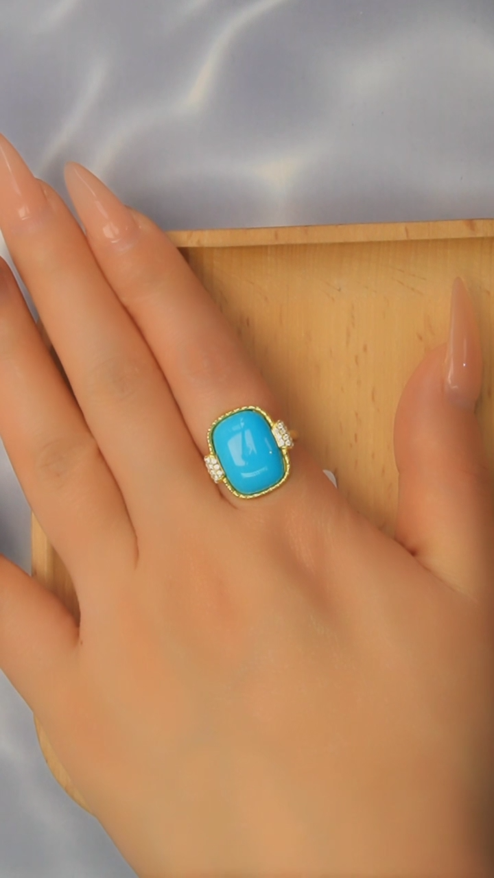 【闪购商品】绿松石戒指银S925镶嵌多样性发一