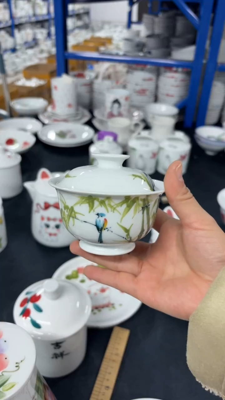 景德镇手绘釉中彩（食品级）盖碗