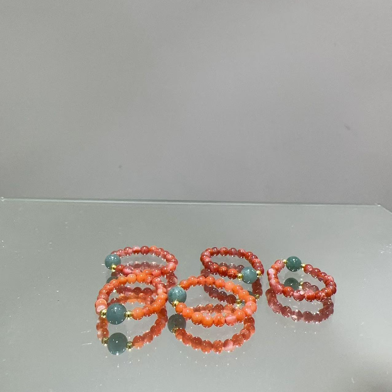 硕夏天然南红3-4mm+设计款戒圈多样性发其一SX01233