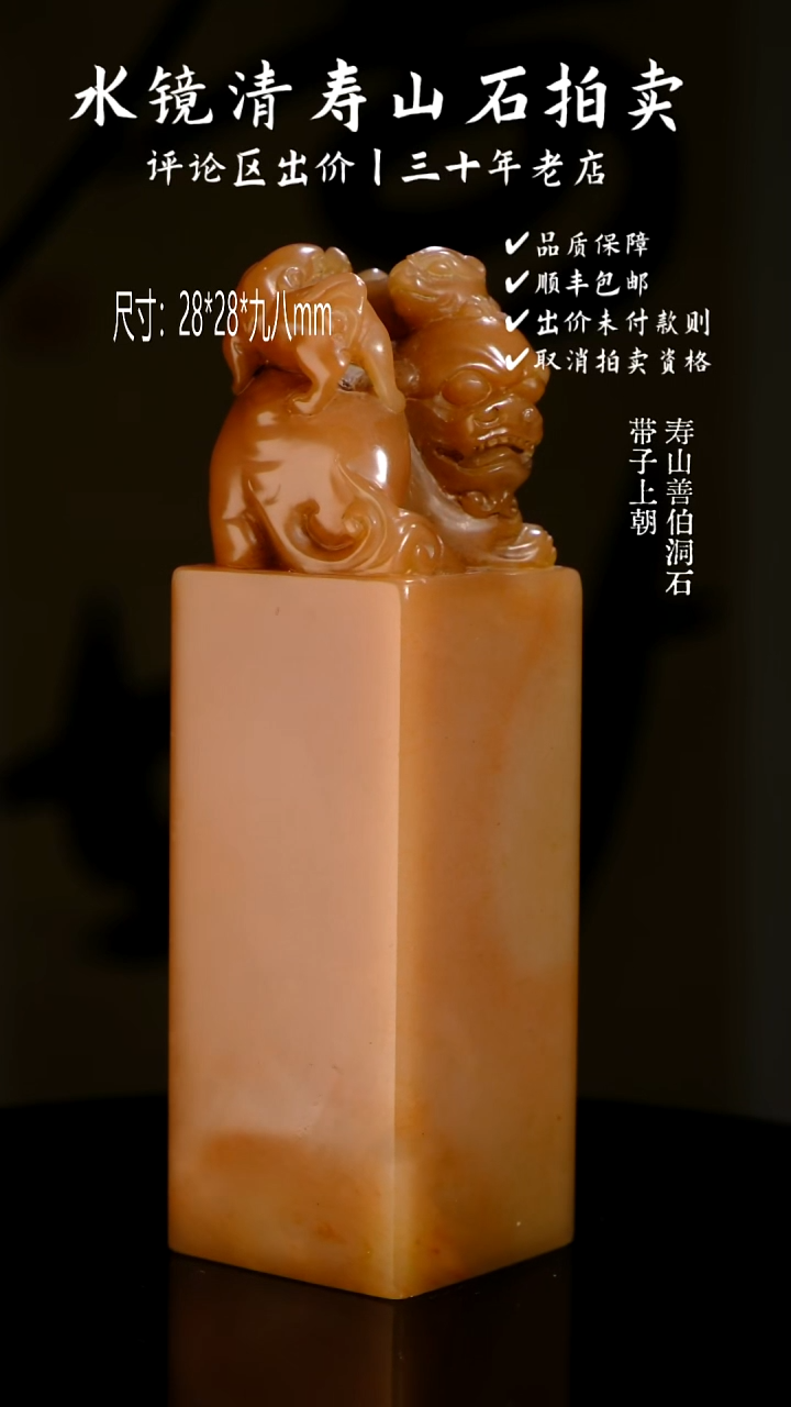 寿山石印石知*人寿山善伯洞石 带子上朝