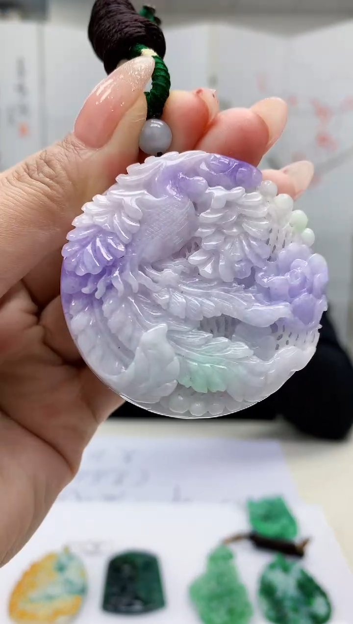 【闪购商品】定制翡翠未镶嵌5152MM-毛货挂件84