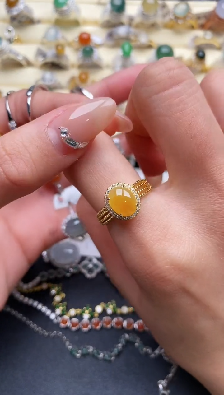 【闪购商品】翡翠戒指银S925镶嵌555555+6