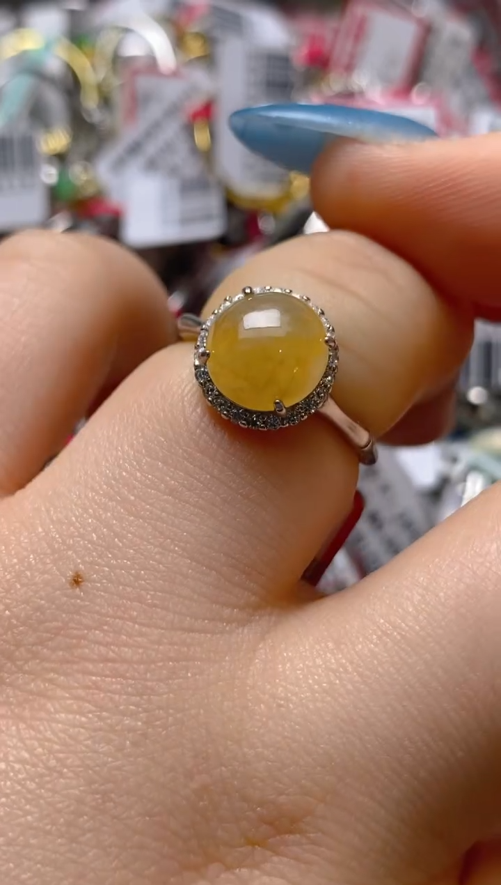 银S925镶嵌戒指翡翠百内无证书