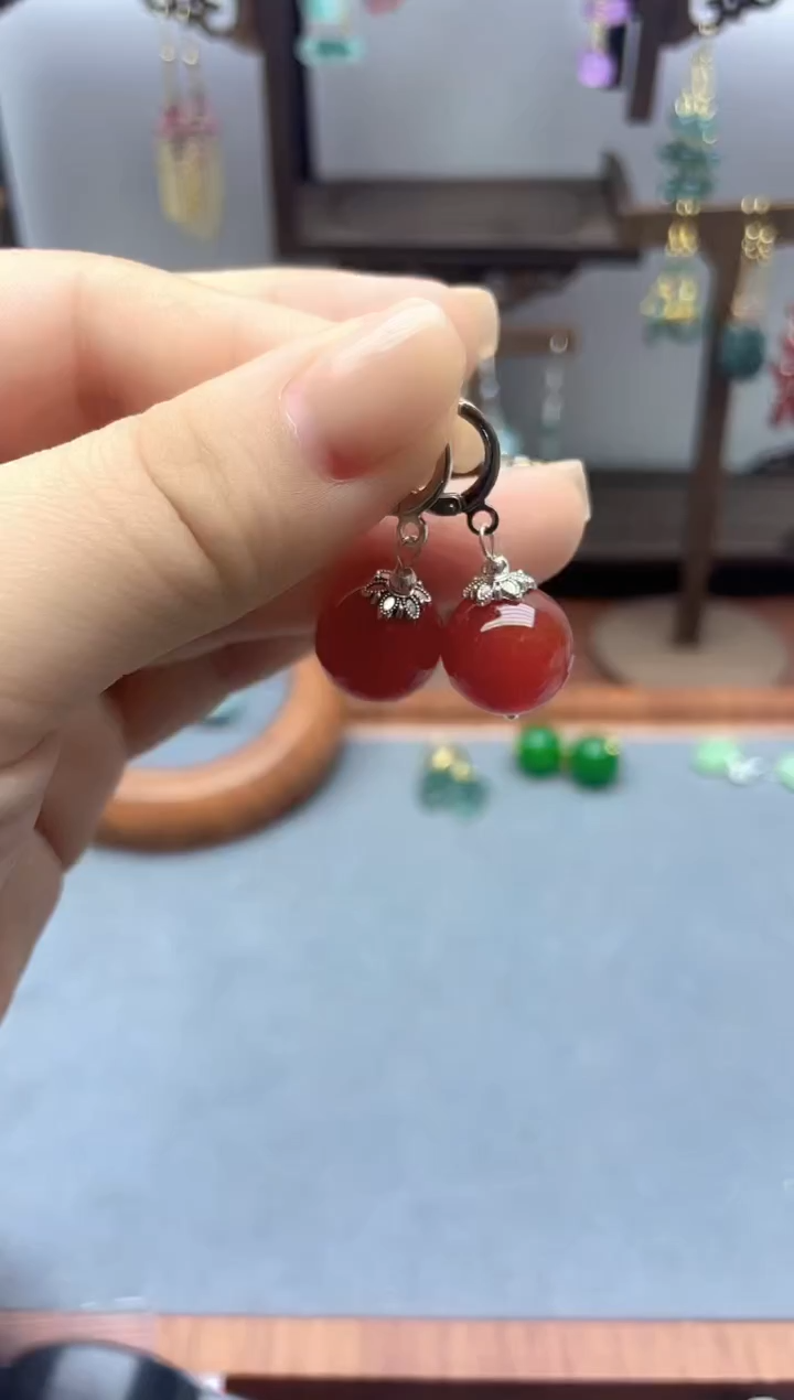 银S925镶嵌耳饰玛瑙/玉髓811000