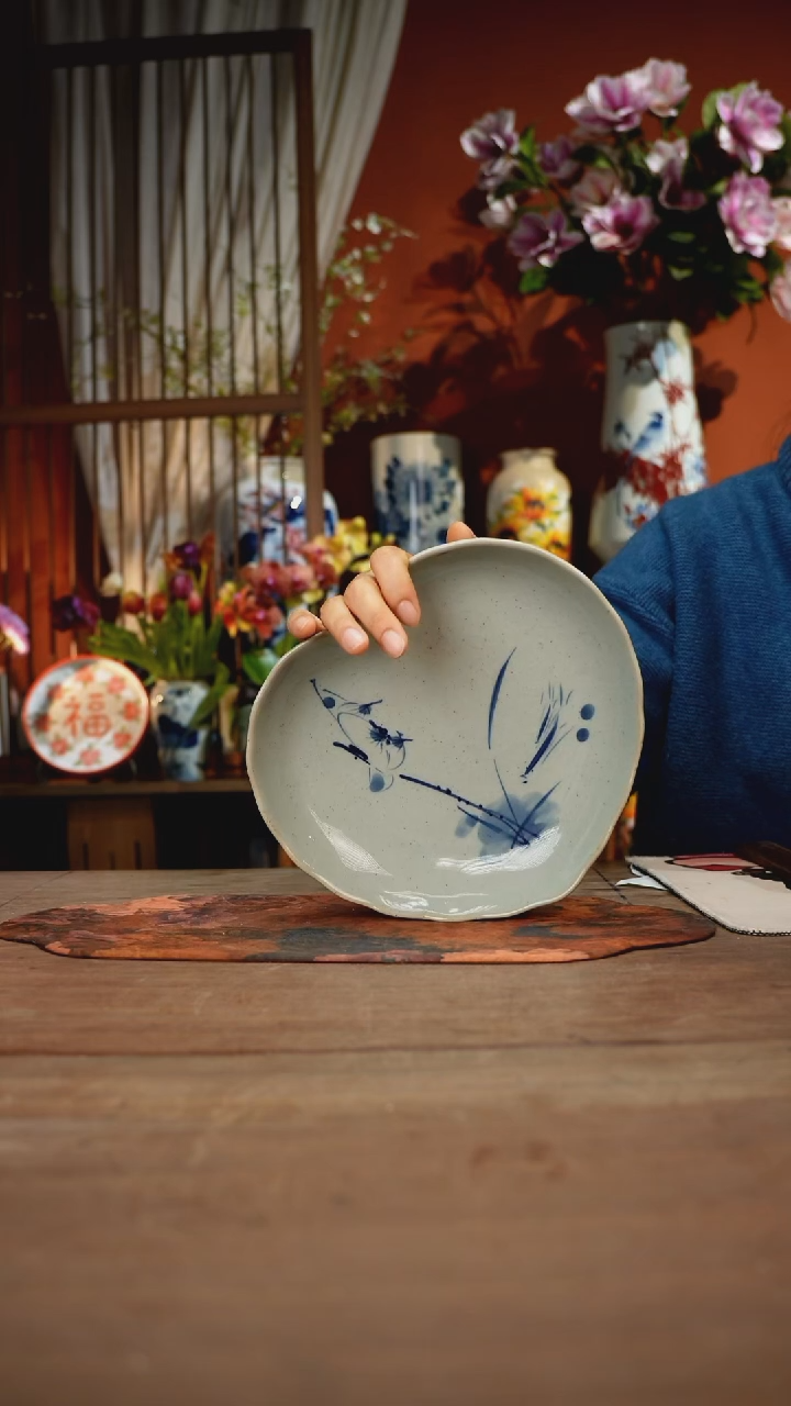 当代高温釉下彩手绘陶瓷餐具