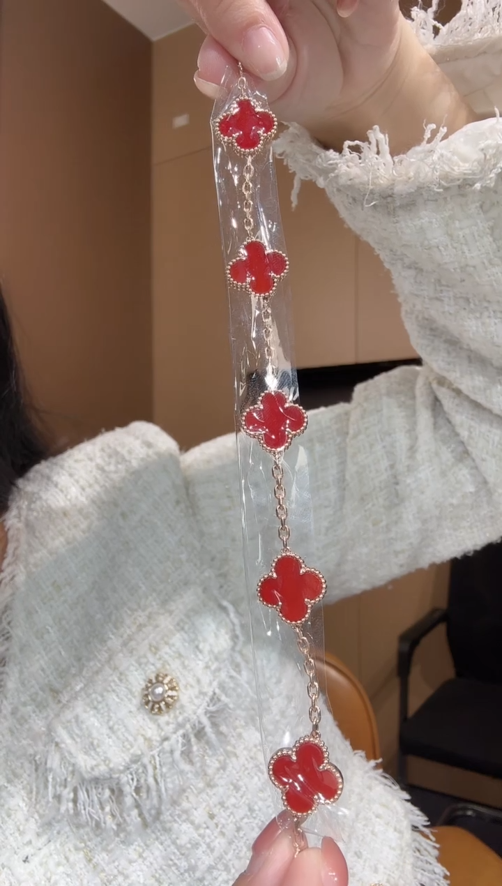 【闪购商品】玛瑙/玉髓手链18K金镶嵌红色k黄，五花手链GHJ