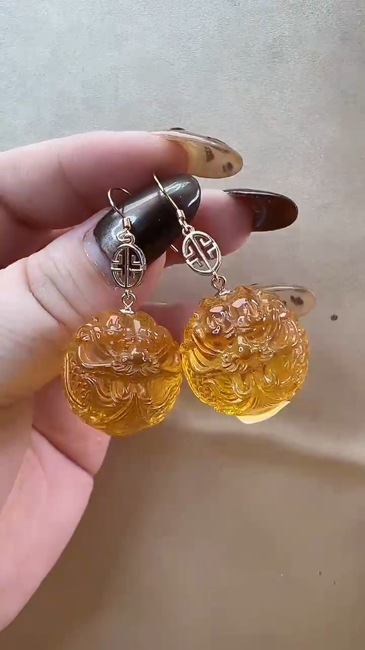 【闪购商品】琥珀耳饰未镶嵌耳环