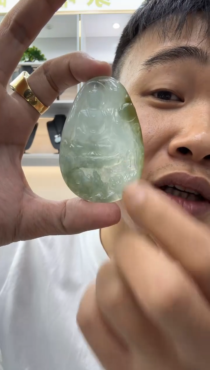 颈饰未镶嵌翡翠天然翡翠A货孤品一件