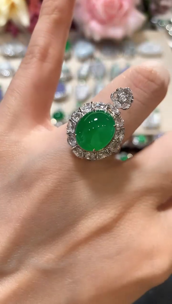 18K金镶嵌戒指翡翠n6  