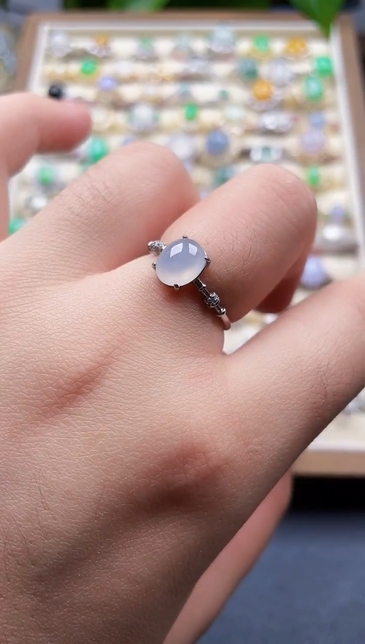 银S925镶嵌戒指翡翠1