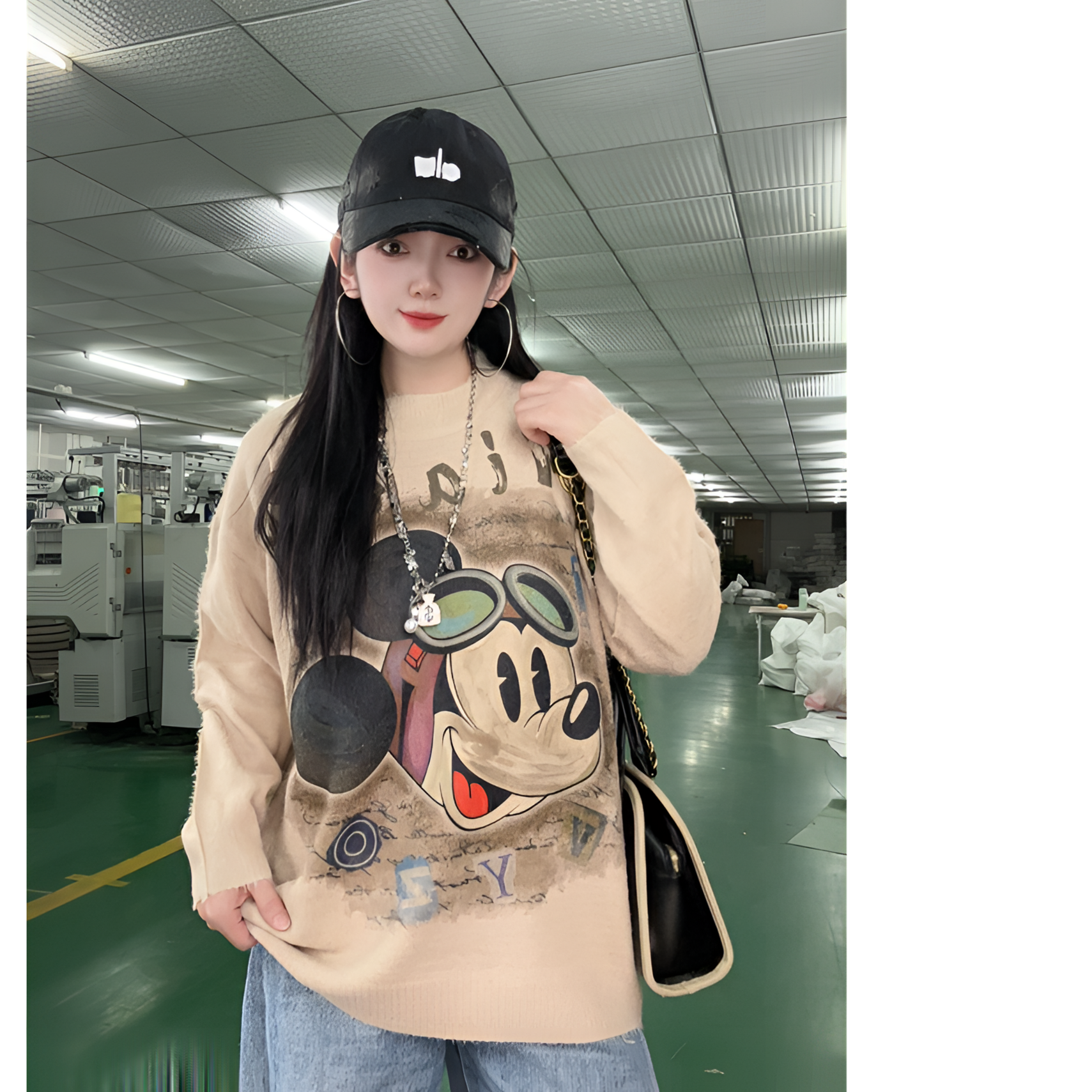 【快乐米奇】2025秋冬重工潮酷加绒针织衫宽松做旧毛边休闲百搭