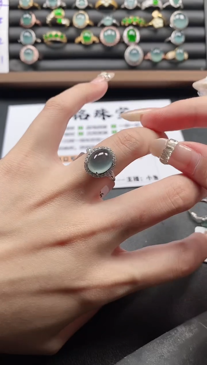 银S925镶嵌戒指翡翠51511