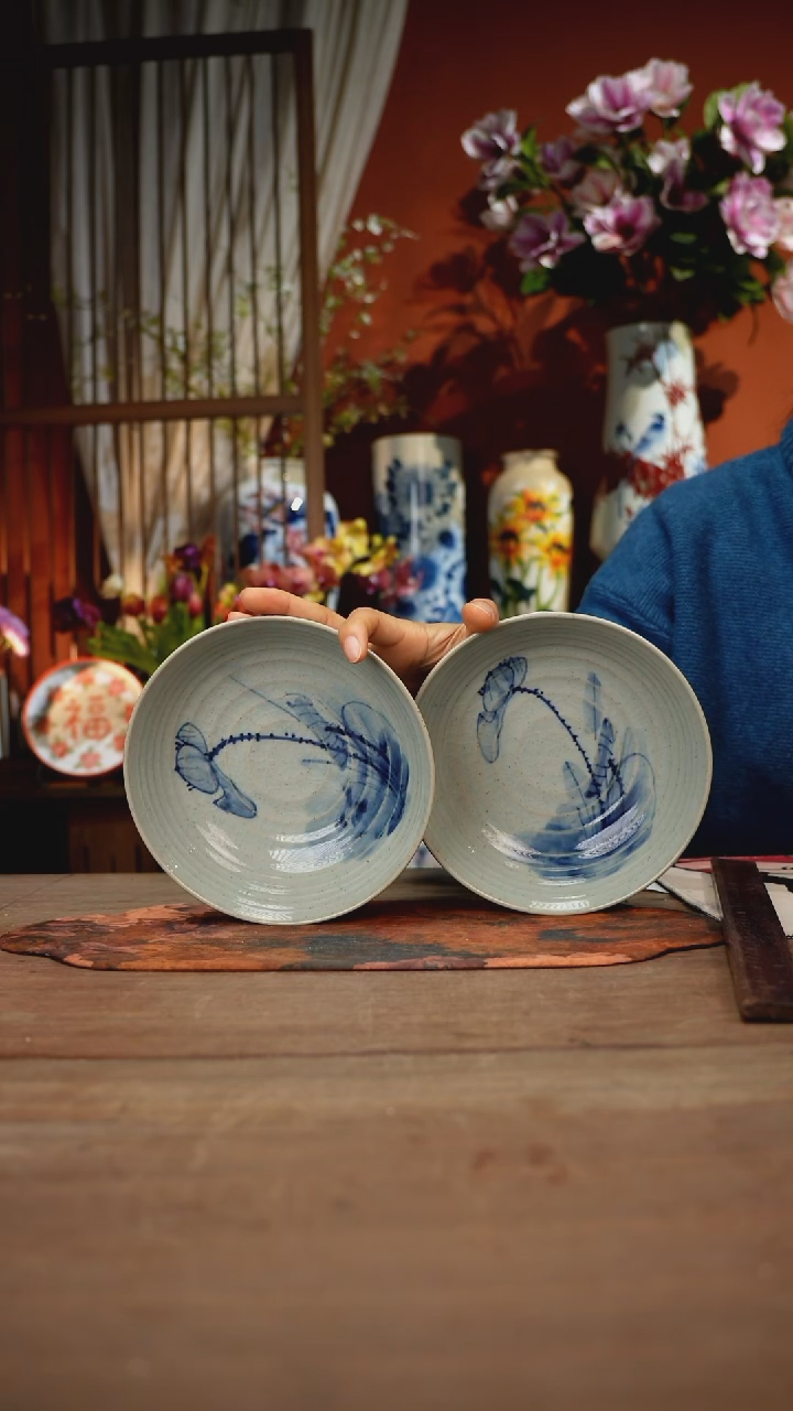 当代高温釉下彩手绘陶瓷餐具