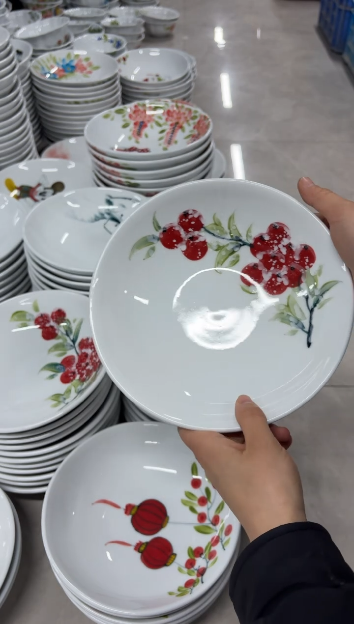 景德镇高温陶瓷食品级手绘釉中彩-圆深盘