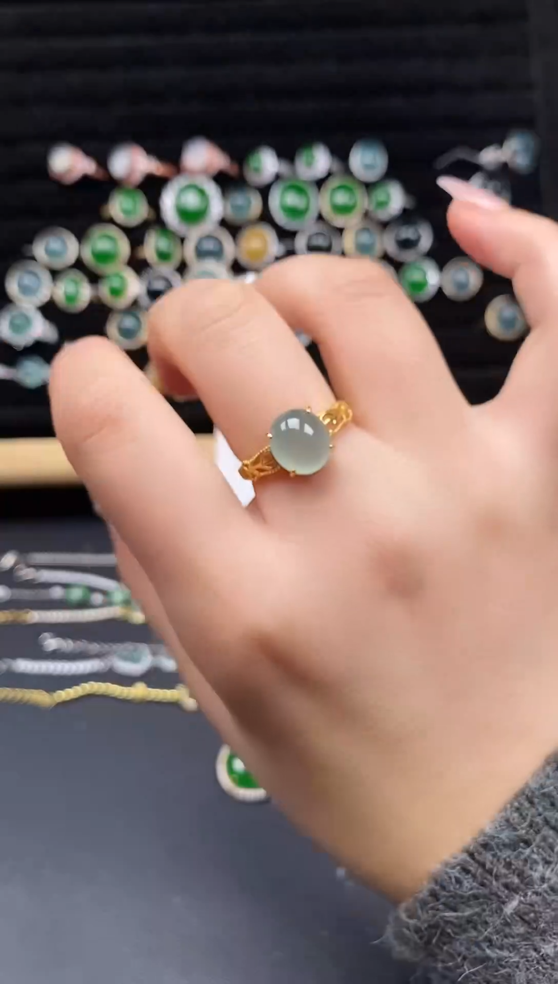 银S925镶嵌戒指翡翠111