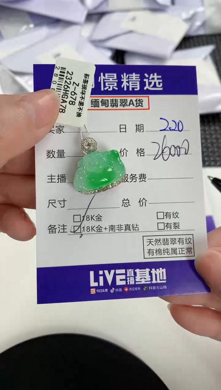 【闪购商品】翡翠颈饰18K金镶嵌75       