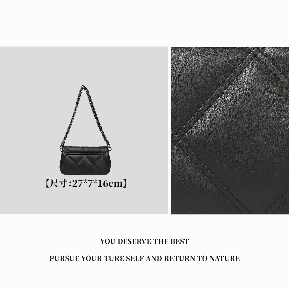 【特特甄选】SKL-7759-1-黑色时尚百搭女士小众单肩斜挎潮流