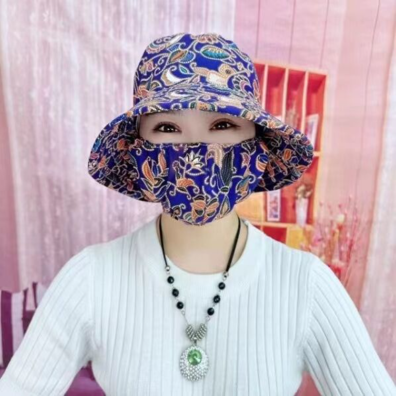 采茶帽遮阳帽帽子女夏季遮脸防遮阳农用防晒帽