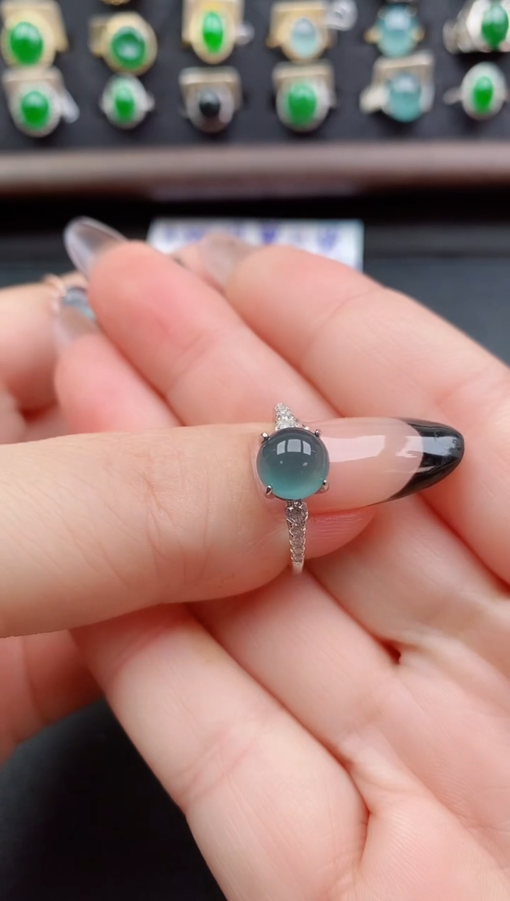 银S925镶嵌戒指翡翠1
