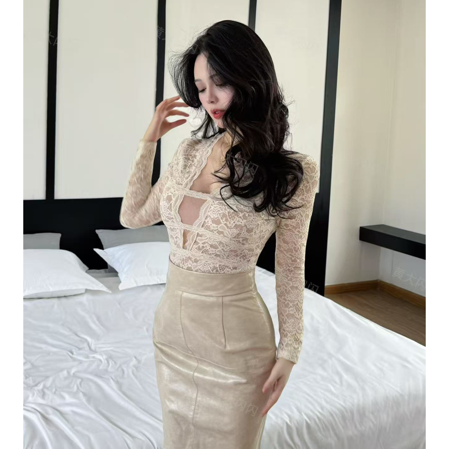 【新店请到黄大闪闪女装店1号】【尤物】纯欲风性感双层上衣SSQ1291