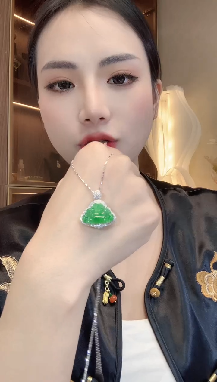 翡翠18K金镶嵌吊坠(不含链)A80