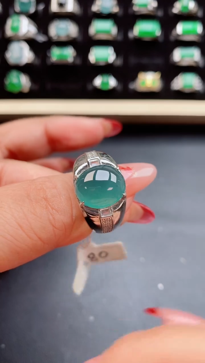 【闪购商品】翡翠戒指银S925镶嵌5085
