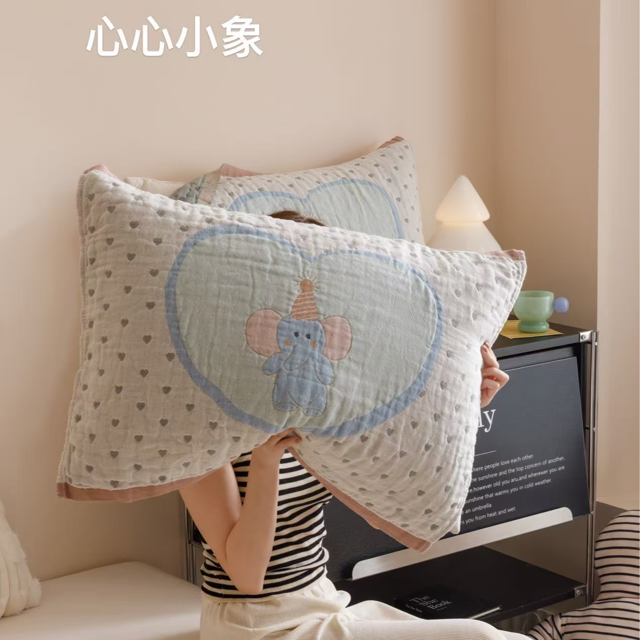 【雅趣】卡通系列纯棉泡芙纱布枕巾一对 亲肤柔软枕巾