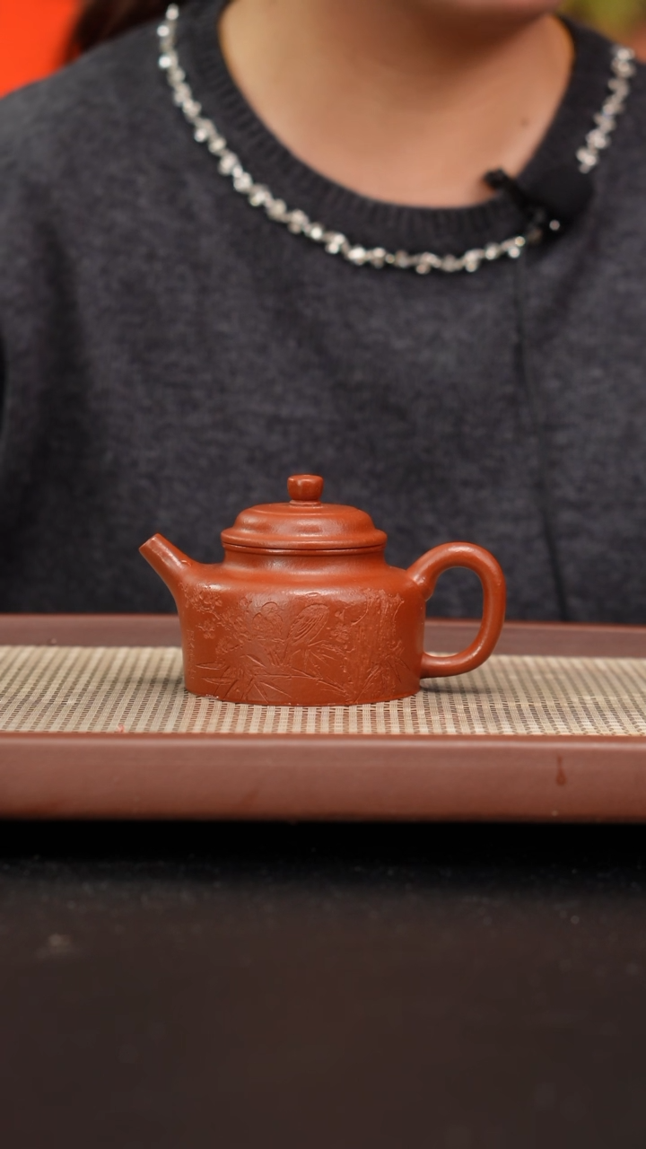 【闪购商品】紫砂茶壶小煤窑朱泥德钟刻绘150